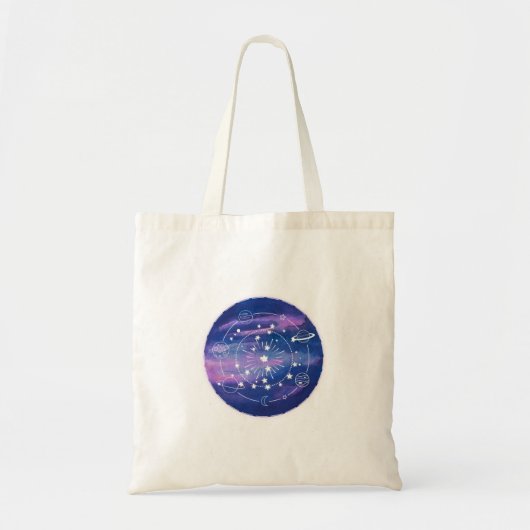 Minimal Galaxy Moon Design | Cosmic Aesthetic Art Tote Bag (Voorkant)