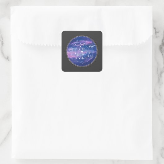 Minimal Galaxy Moon Design | Cosmic Aesthetic Art Vierkante Sticker (Tas)
