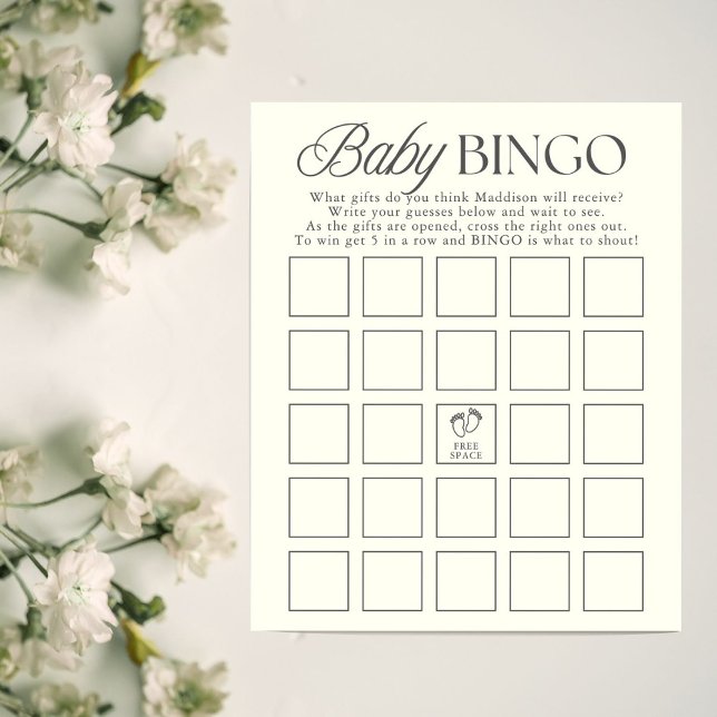 Minimal Gender Neutral Baby Shower Bingo Game (Creator heeft geüpload)
