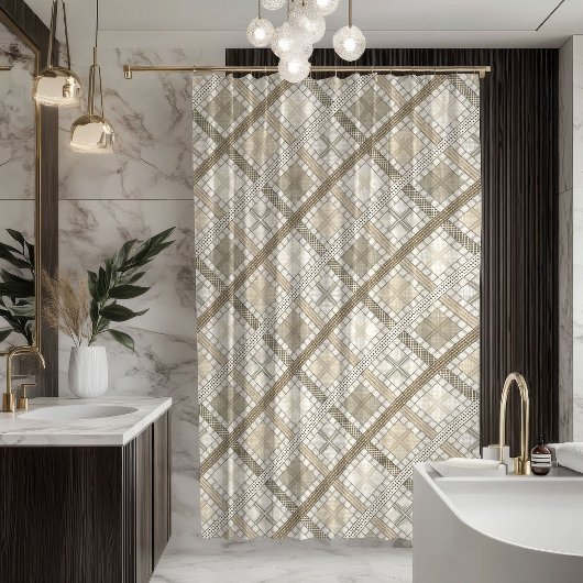 Minimal Geometric Curtain Subtle Pastel Design Douchegordijn