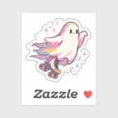 Minimal Ghost op Roller Schaatsen - Schattige en e Sticker (Vel)