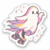 Minimal Ghost op Roller Schaatsen - Schattige en e Sticker (Voorkant)