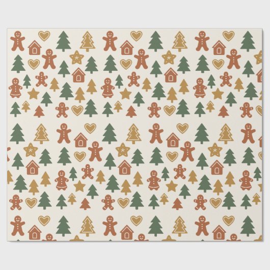 Minimal Gingerbread Pattern Cadeaupapier (Vlak)
