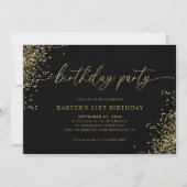 Minimal Glam Black Gold Confetti Adult Birthday Kaart (Voorkant)