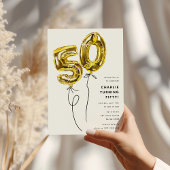 Minimal Gold 50 Ballon 50ste Verjaardagsfeest Kaart
