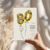 Minimal Gold 80 Ballon 80ste Verjaardagsfeest Kaart