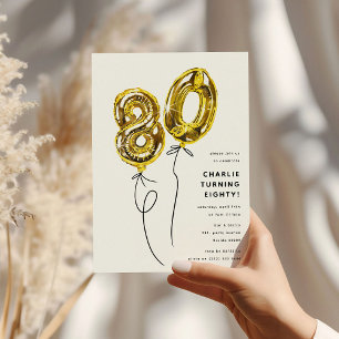 Minimal Gold 80 Ballon 80ste Verjaardagsfeest Kaart