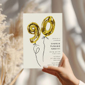 Minimal Gold 90 Ballon 90ste Verjaardagsfeest Kaart
