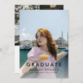 Minimal Gold Afstudeerder Pet Fotocollage Afstuder Aankondiging (Voorkant / Achterkant)