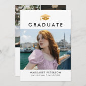 Minimal Gold Afstudeerder Pet Fotocollage Afstuder Aankondiging (Voorkant / Achterkant)