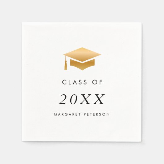 Minimal Gold Afstudeerder Pet Modern Graduation Pa Servet (Voorkant)