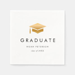 Minimal Gold Afstudeerder Pet Modern Graduation Pa Servet