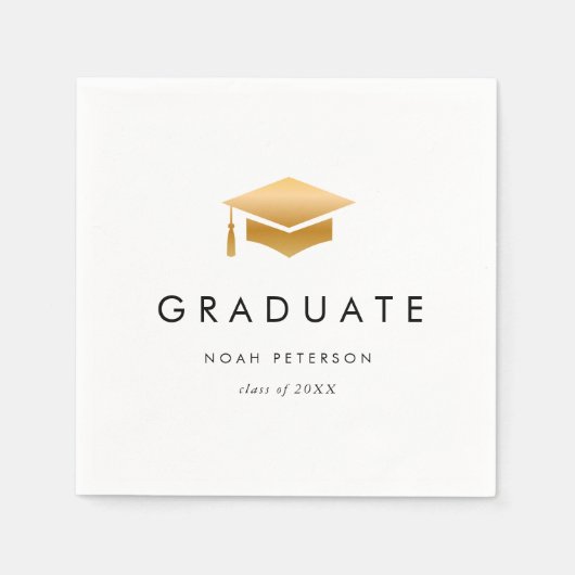 Minimal Gold Afstudeerder Pet Modern Graduation Pa Servet (Voorkant)