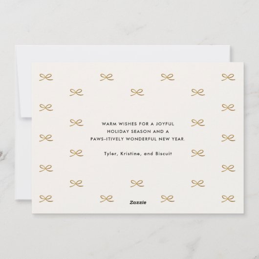 Minimal Gold Bow Cute Saying Pet Christmas Photo Feestdagenkaart (Achterkant)