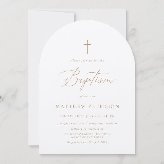 Minimal Gold Calligraphy Baptism Kaart (Voorkant)