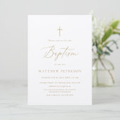 Minimal Gold Calligraphy Baptism Kaart (Staand voorkant)