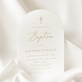 Minimal Gold Calligraphy Baptism Kaart