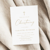 Minimal Gold Calligraphy Christening Kaart