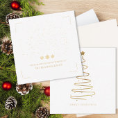 Minimal Gold Christmas Tree Corporate Holiday Notitiekaartje