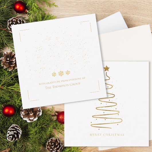 Minimal Gold Christmas Tree Corporate Holiday Notitiekaartje