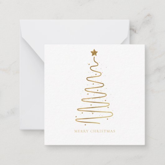 Minimal Gold Christmas Tree Corporate Holiday Notitiekaartje (Voorkant)