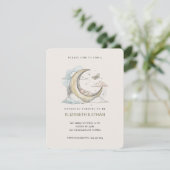 Minimal Gold Crescent Moon Swaddled Baby Shower Kaart (Staand voorkant)