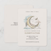 Minimal Gold Crescent Moon Swaddled Baby Shower Kaart (Voorkant / Achterkant)
