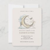 Minimal Gold Crescent Moon Swaddled Baby Shower Kaart (Voorkant)