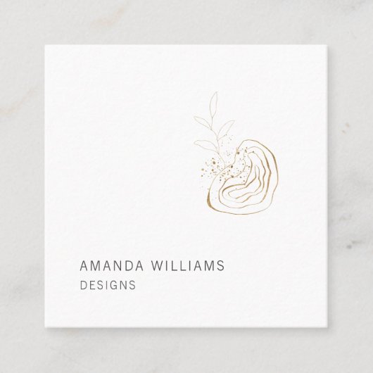 Minimal Gold Designer Abstracte Logo Vierkante Visitekaartje (Voorkant)