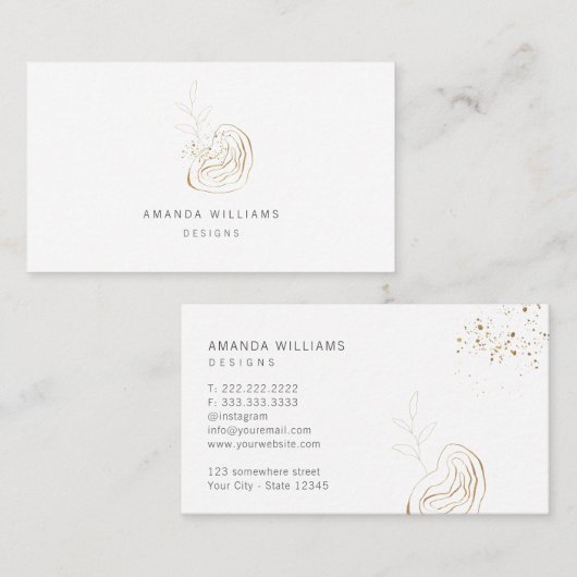 Minimal Gold Designer Abstracte Logo Visitekaartje (Voorkant / Achterkant)