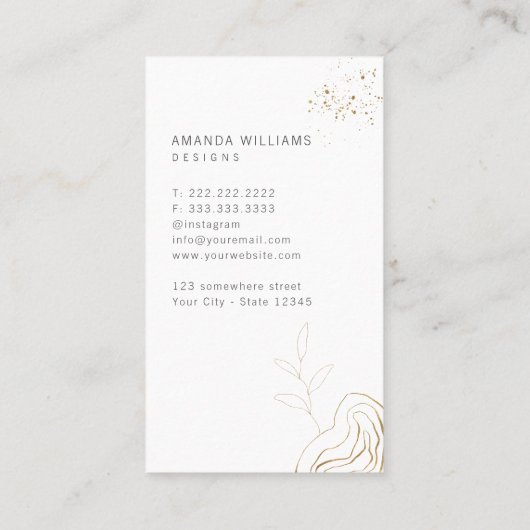 Minimal Gold Designer Abstracte Logo Visitekaartje (Achterkant)