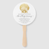Minimal Gold en Blauwgroen Seashell huwelijksprogr Handwaaier (Voorkant)