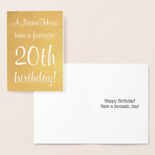 Minimal Gold Foil 20e verjaardag Wenskaart Folie Kaarten (Display)