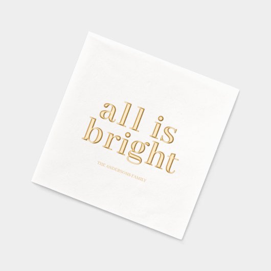 Minimal Gold Foil “All Is Bright” Folie Servetten (Links)