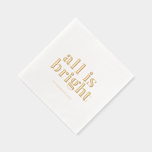 Minimal Gold Foil “All Is Bright” Folie Servetten (Rechts)