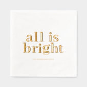 Minimal Gold Foil “All Is Bright” Folie Servetten (Voorkant)