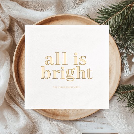 Minimal Gold Foil “All Is Bright” Folie Servetten