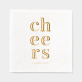 Minimal Gold Foil “Cheers” Cocktail  Folie Servetten (Voorkant)