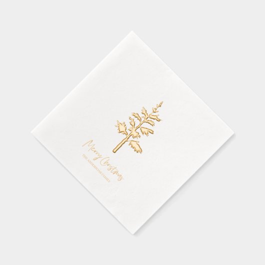 Minimal Gold Foil Christmas Tree Personalized Folie Servetten (Rechts)
