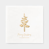 Minimal Gold Foil Christmas Tree Personalized Folie Servetten (Voorkant)