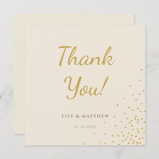 Minimal Gold Foil Dot Wedding Bedankt Card (Voorkant / Achterkant)