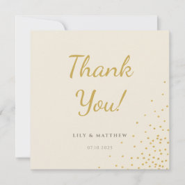 Minimal Gold Foil Dot Wedding Bedankt Card