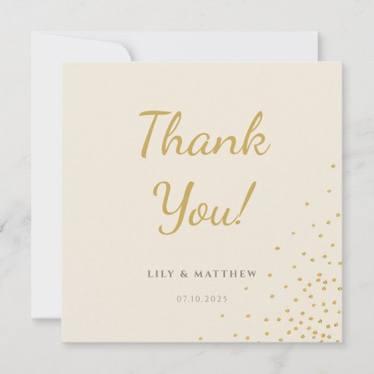 Minimal Gold Foil Dot Wedding Bedankt Card (Voorkant)