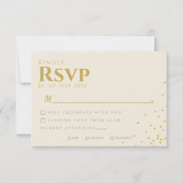 Minimal Gold Foil Dot Wedding RSVP Kaart