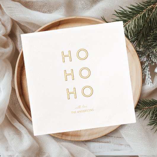 Minimal Gold Foil “HO HO HO” Christmas  Folie Servetten