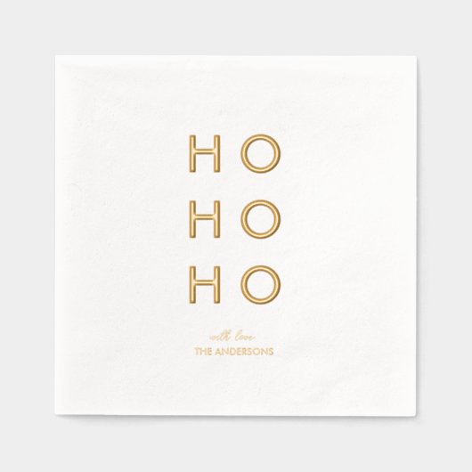 Minimal Gold Foil “HO HO HO” Christmas Folie Servetten (Voorkant)