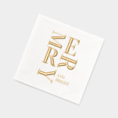 Minimal Gold Foil “Merry and Bright” Christmas Folie Servetten (Links)