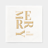 Minimal Gold Foil “Merry and Bright” Christmas Folie Servetten (Voorkant)