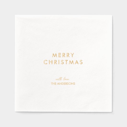 Minimal Gold Foil Merry Christmas Folie Servetten (Voorkant)