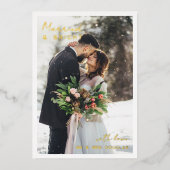 Minimal Gold Foil Typography Married Bright Photo Folie Feestdagenkaart (Voorkant)